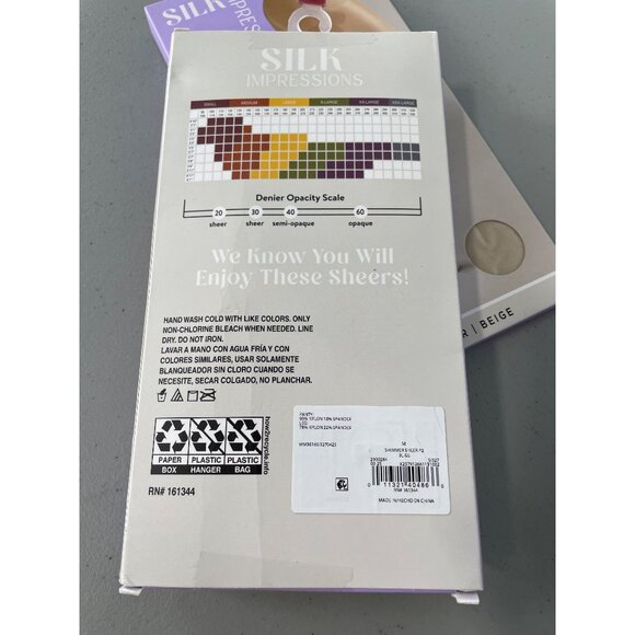Silk Impressions Shimmer Sheer Pantyhose Size Medium Beige 20 Denier 2 Pairs NEW - Picture 3 of 6